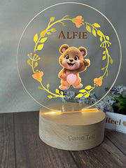 Custom Name Teddy Bear Inspired Night Light Gift for Kids - Custom Baby Name Night Lights for Birthday