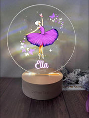 Purple Ballerina Night Light Lamp for Girls