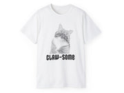 a white t - shirt with a picture of a cat on it