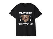 a black t - shirt with an image of a dog's face on it