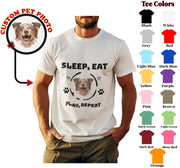 a man wearing a t - shirt with a picture of a dog on it