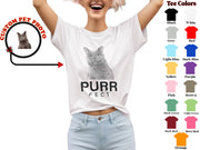 a white t - shirt with a picture of a cat on it