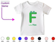 a t - shirt with the letter f on it