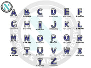 a set of letters and numbers with different font styles