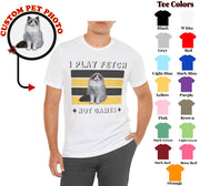 a man wearing a t - shirt with a picture of a cat on it