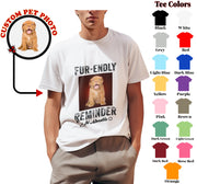 a man wearing a t - shirt with a picture of a dog on it