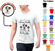 a man wearing a t - shirt with a picture of a dog on it