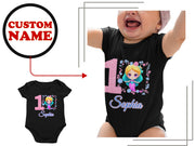 Custom Name 1st Birthday Little Girl Mermaid Baby Bodysuit Birthday Party