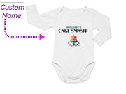 a baby bodysuit with the name william's cake smash on it