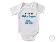 Personalize Name And Date Short Sleeve Baby Bodysuit for Boys with Milk And Giggles