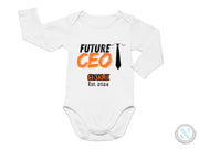 a white bodysuit with an orange tie on it