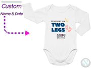 Personalize Name And Date Long Sleeve Baby Bodysuit for Boys with "Sunshine On Two Legs"