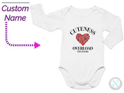 a white bodysuit with a red heart on it