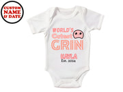 a baby bodysuit that says world's cutest grin