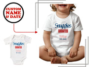 Custom Snuggles Guaranteed Text Short Sleeve Baby Grow for Baby Girls