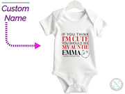 a baby bodysuit with the words custom name on it