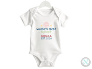 a baby bodysuit with the words world's best in different languages