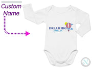 a baby bodysuit with the name dream big america on it