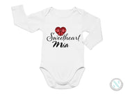 a white bodysuit with the words sweetheart mia on it
