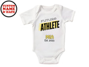 a white bodysuit with the words future athlete on it
