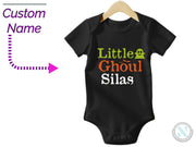 a black bodysuit with the words little ghoul slas printed on it