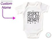 a baby bodysuit with the words spooky cute kid henry on it