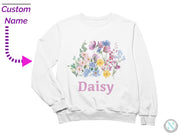 Personalized Toddler Girls Autumn Sweatshirt with Floral for Toddler Girls