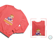 a red shirt with a picture of a baby in a crown on it