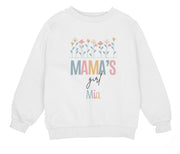 a white sweatshirt with the words mama's girl next to it