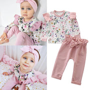 PINK FLORAL PATTERN SHIRT WITH PAJAMAS & HAIR BAND - SkipStars