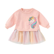 SkipStars Full Sleeve Unciron Colourful Pattern Girls Dress, Multicolour