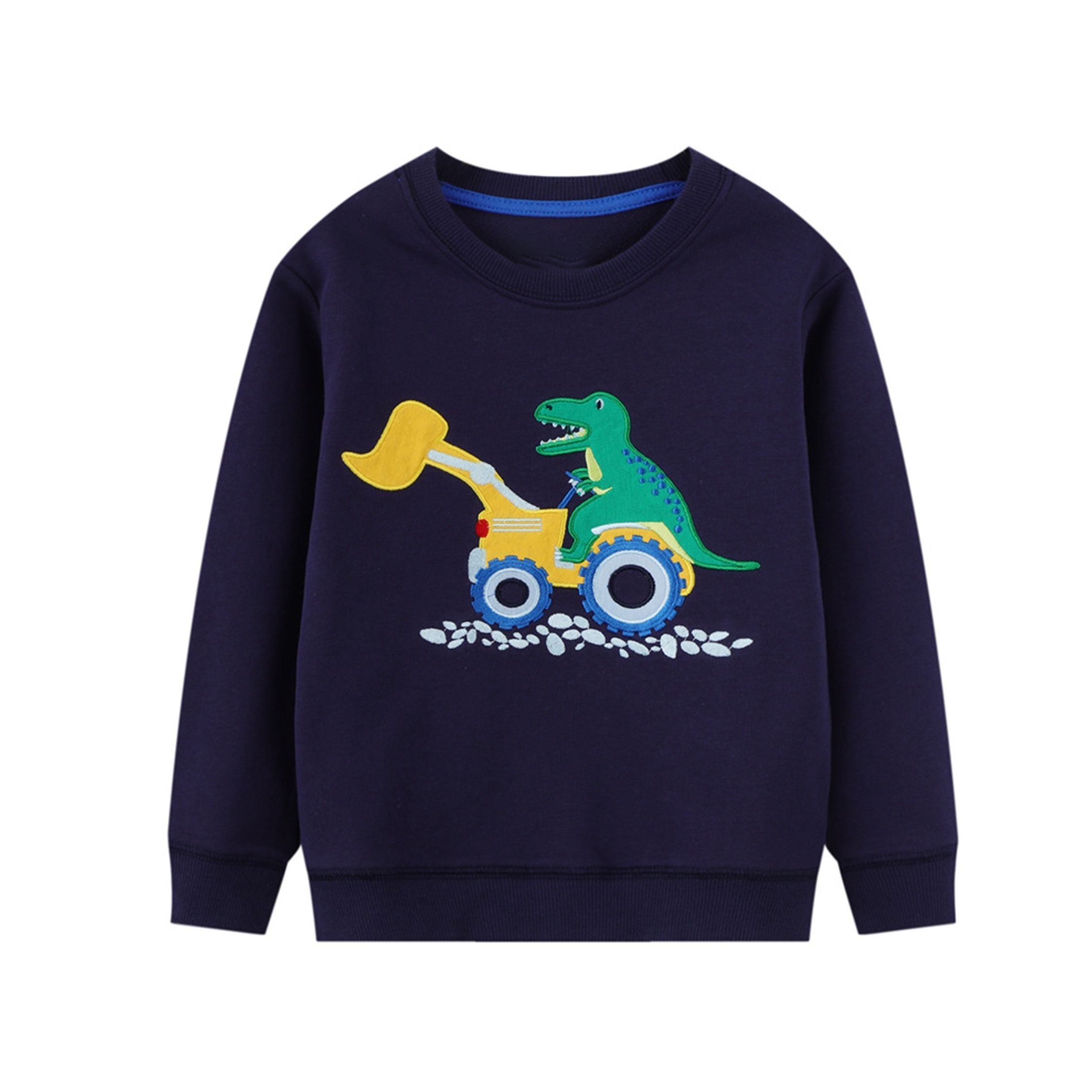SkipStars Racing Dinosaur Round Neck Sweat Shirt Blue