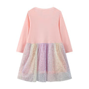 Robe à manches longues en coton à thème Spearkly Unicorn Believe en rose
