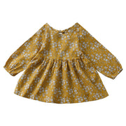 Robe Filles à Manches Longues Daisy Flower Theme, Moutarde