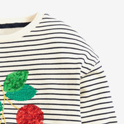 Robe à manches longues pour filles à thème de fruits scintillants à imprimé rayé