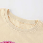 SkipStars Full Sleeve Rainbow Print Girls T-Shirt, Pink