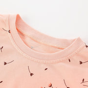 Ensemble de 2 pièces haut et pantalon à motif floral à manches longues pour filles, rose