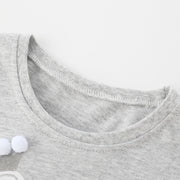 SkipStars Full Sleeve Cute Duck Print Girls T-Shirt, Grey