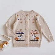SkipStars Embroidered Patch Cotton Blend Cardigan