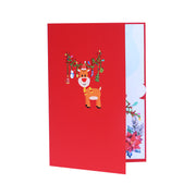 Handmade Christmas Cute Reindeer Pop Up Greeting Card