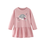 SkipStars Baby Deer Full Sleeve Dress - Dreamy Pink
