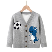 SkipStars Full Sleeve Little Dino Footbal Boys Cardigan, Mulitcolours