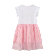 Kurzärmliges fliegendes Einhorn mit goldenen Sternen Mädchenkleid in Pink | Kleinkind Kind Baby Mädchen Kleid Geschenk Prinzessin Mädchen Kleider Tücher 2-8 Jahre