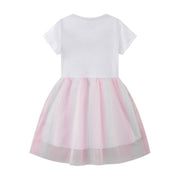 Kurzärmliges schönes Katzen-Blumenmuster-Mädchenkleid in Rosa | Kleinkind Kind Baby Mädchen Kleid Geschenk Prinzessin Mädchen Kleider Tücher 2-8 Jahre