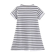 Short Sleeve Beautiful Flamingos Striped Dress Girls Dress | Toddler Kid Baby Girl Dress Gift Princess Girl Summer Dresses Cloths 2-8 Years