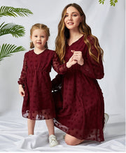 Langarm-Kleider für Mama und mich für Mutter und Tochter Passende Sets