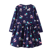 Long-Sleeve Unicorn Pattern Girl Dress
