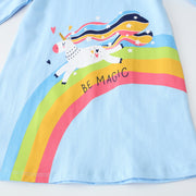 Long-Sleeve Rainbow Pattern Girls Dress