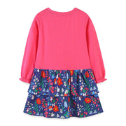 Long Sleeve Floral Mushroom Pattern Girls Dress