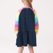 Langärmliges Mädchenkleid im Denim-Stil